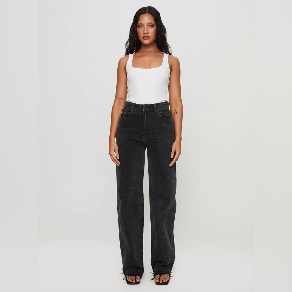 Karlina High Rise Straight Leg Jeans Charcoal